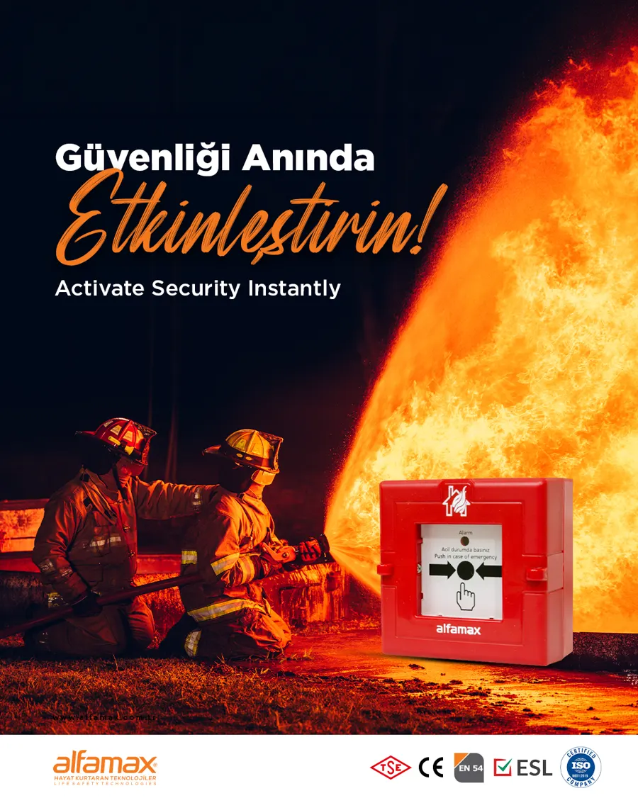 Alfamax yangın algılama ürünleri için hazırlanan sosyal medya görseli